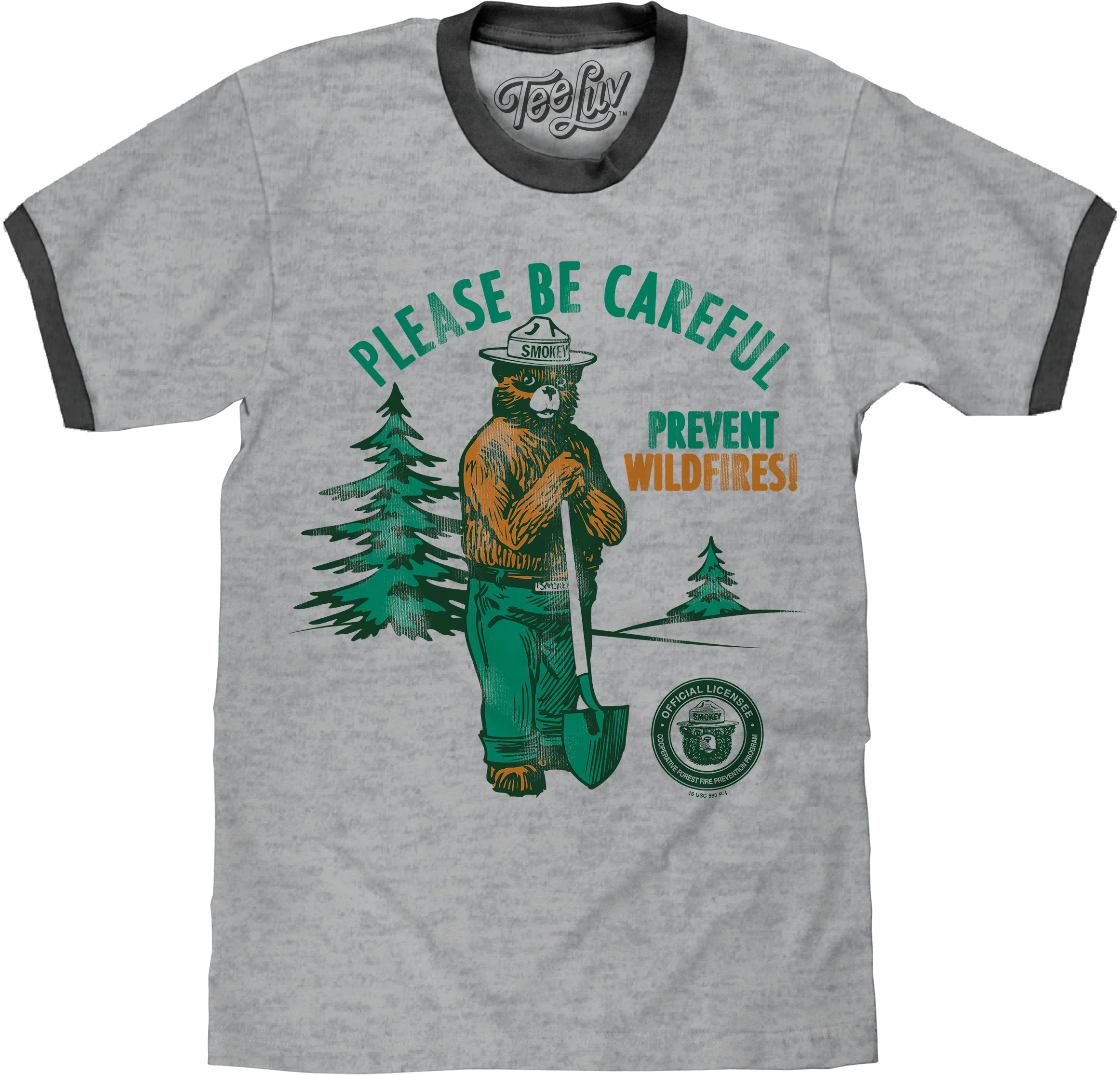 Please Be Careful Prevent Wildfires Smokey Bear Ringer Shirt