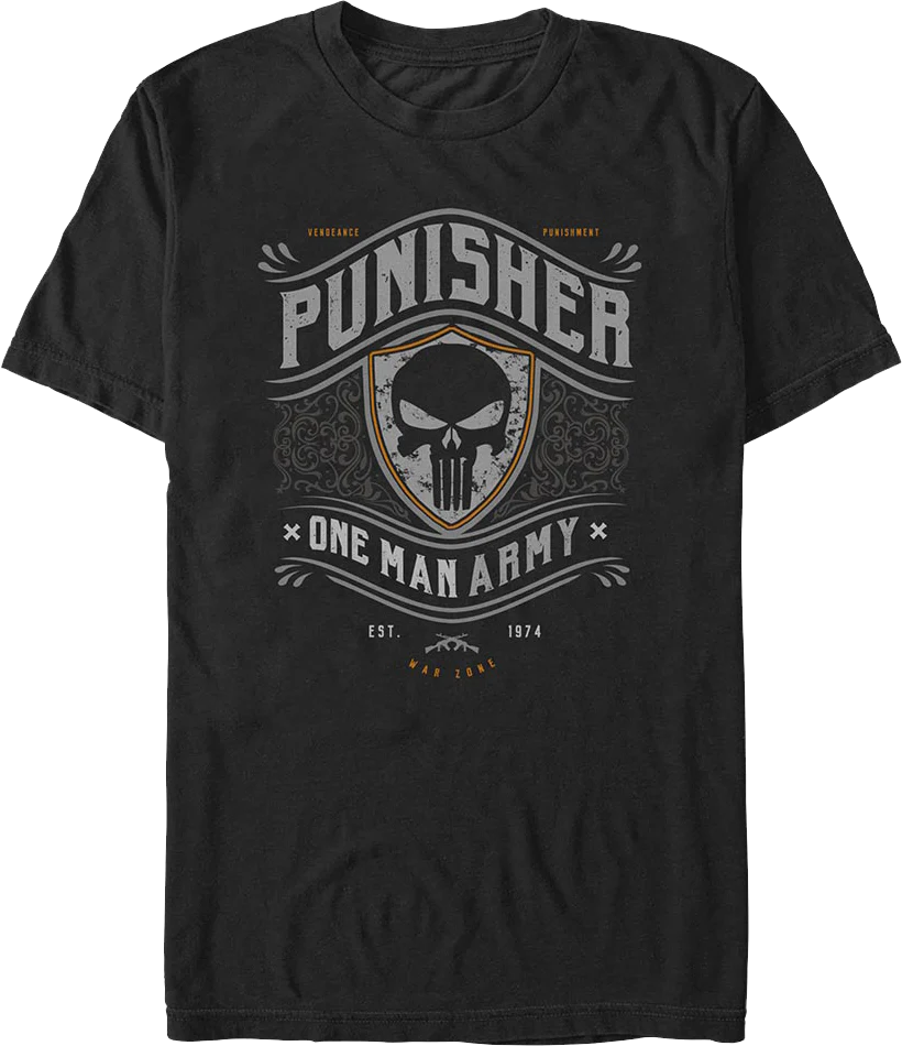 Punisher One Man Army Shield Marvel Comics T-Shirt