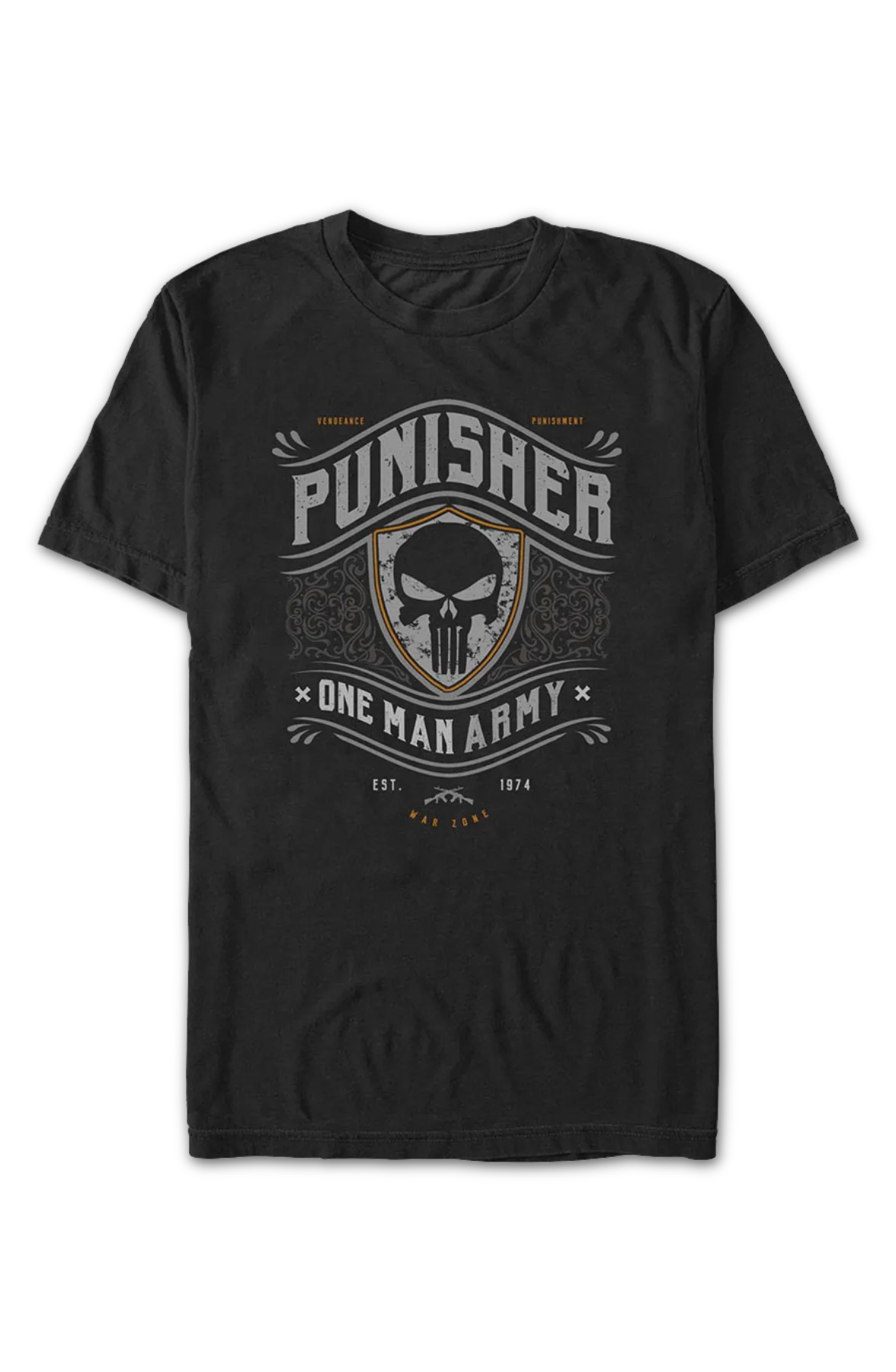 Punisher One Man Army Shield Marvel Comics T-Shirt - Image 2