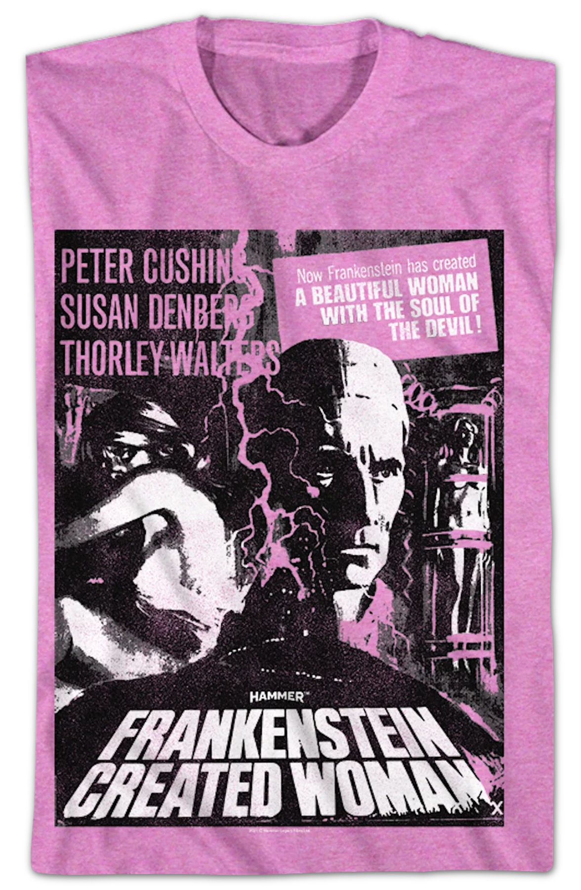 Purple Frankenstein Created Woman Hammer Films T-Shirt - Image 2