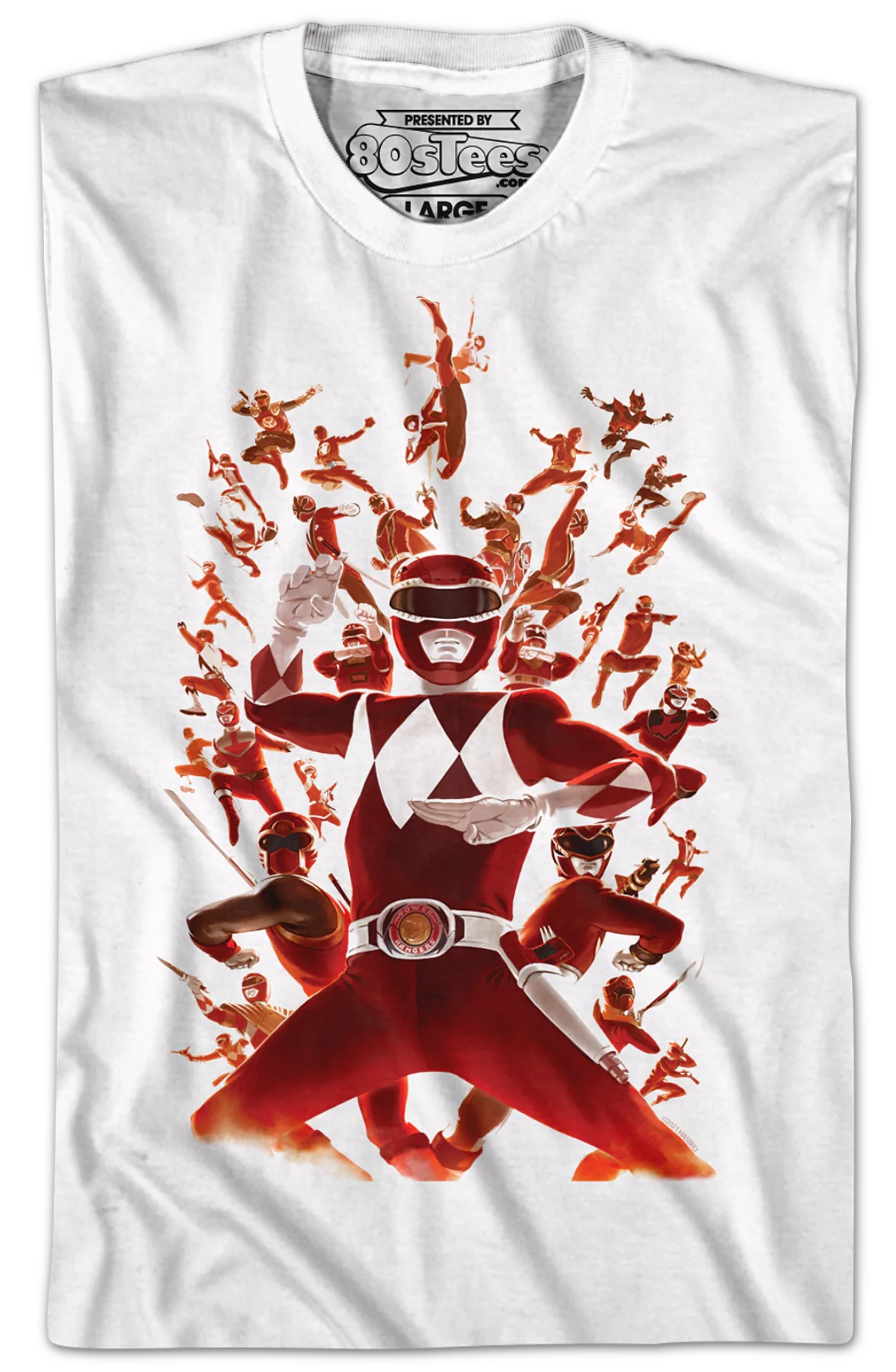 Red Ranger Collage Mighty Morphin Power Rangers T-Shirt - Image 2