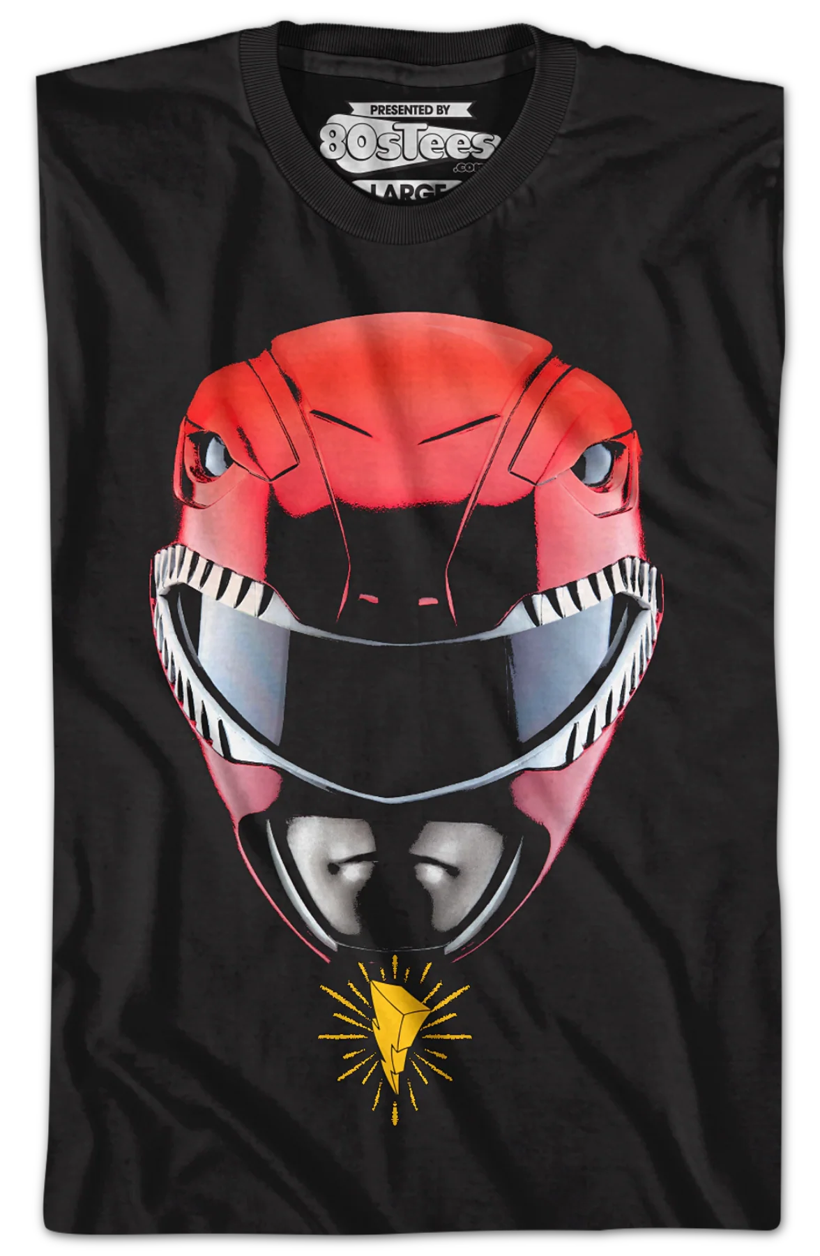 Red Ranger Helmet Mighty Morphin Power Rangers T-Shirt - Image 2