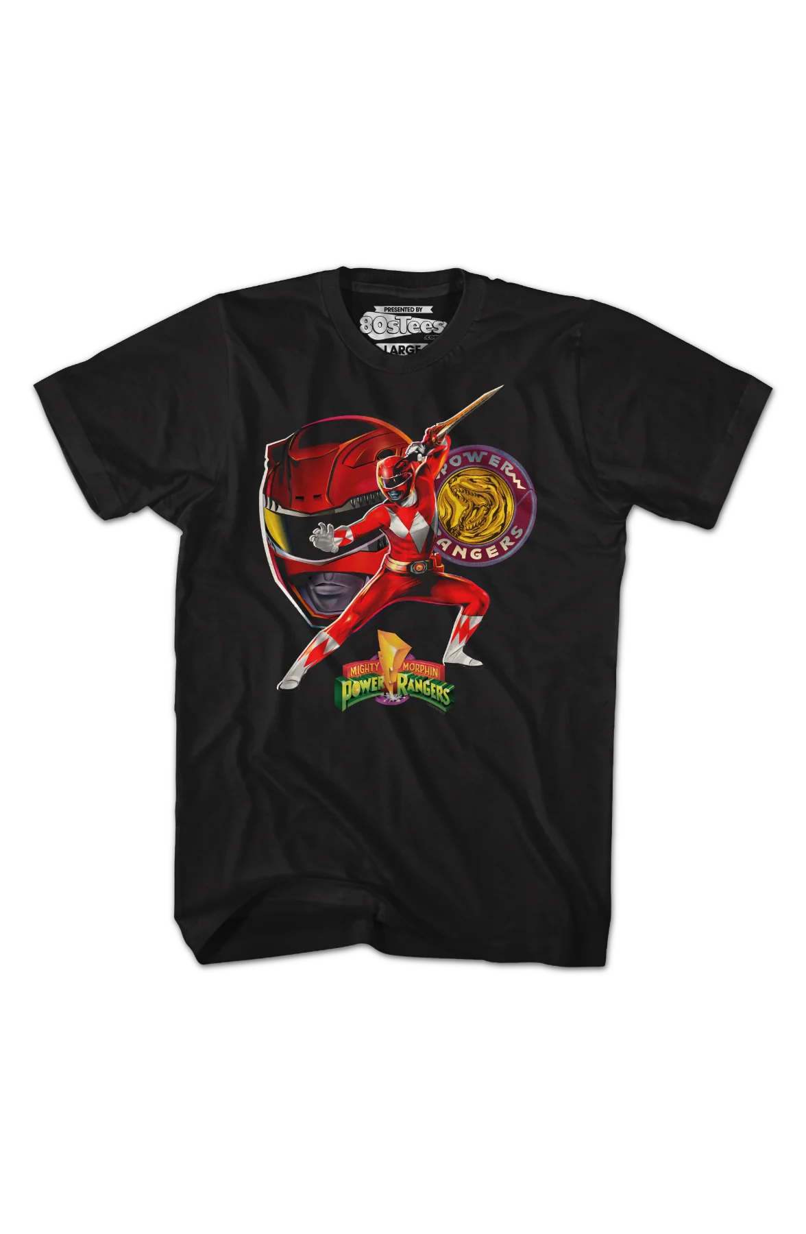 Red Ranger Profile Mighty Morphin Power Rangers T-Shirt - Image 2