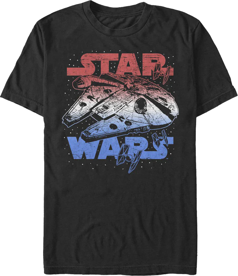 Red White Blue Millennium Falcon Star Wars T-Shirt