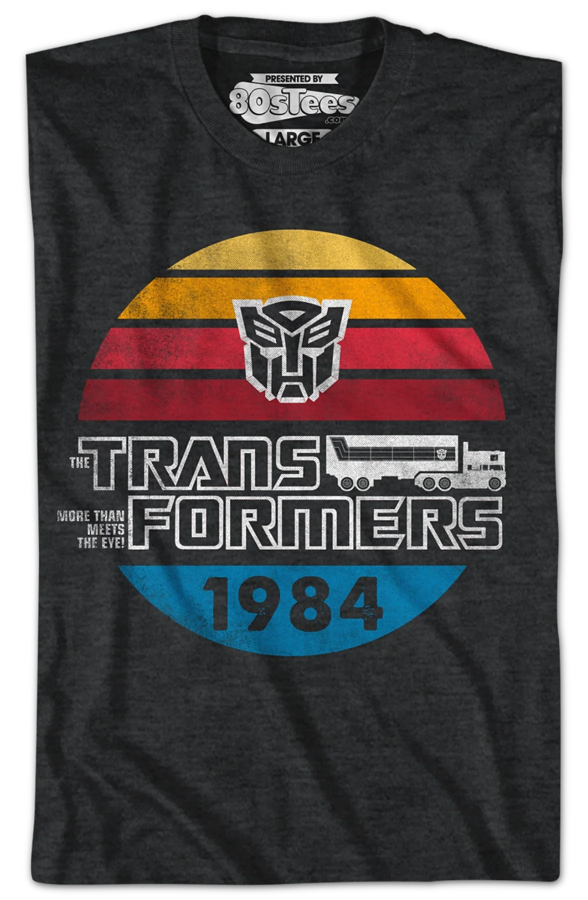 Retro 1984 Stripes Autobots Logo Transformers T-Shirt - Image 2