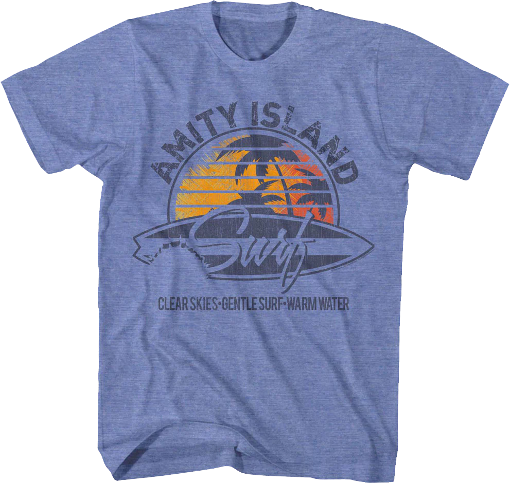 Retro Amity Island Surf Logo Jaws T-Shirt