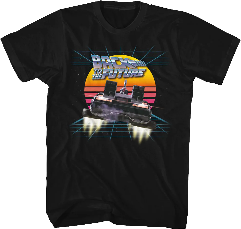 Retro DeLorean And Sunset Back To The Future T-Shirt