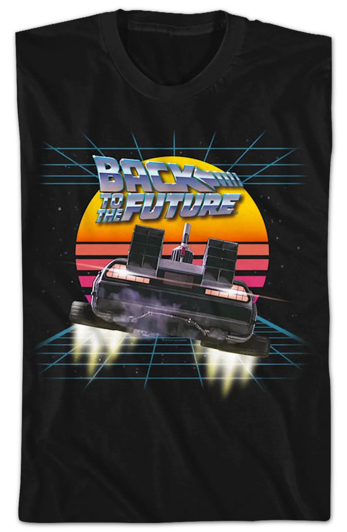 Retro DeLorean And Sunset Back To The Future T-Shirt - Image 2