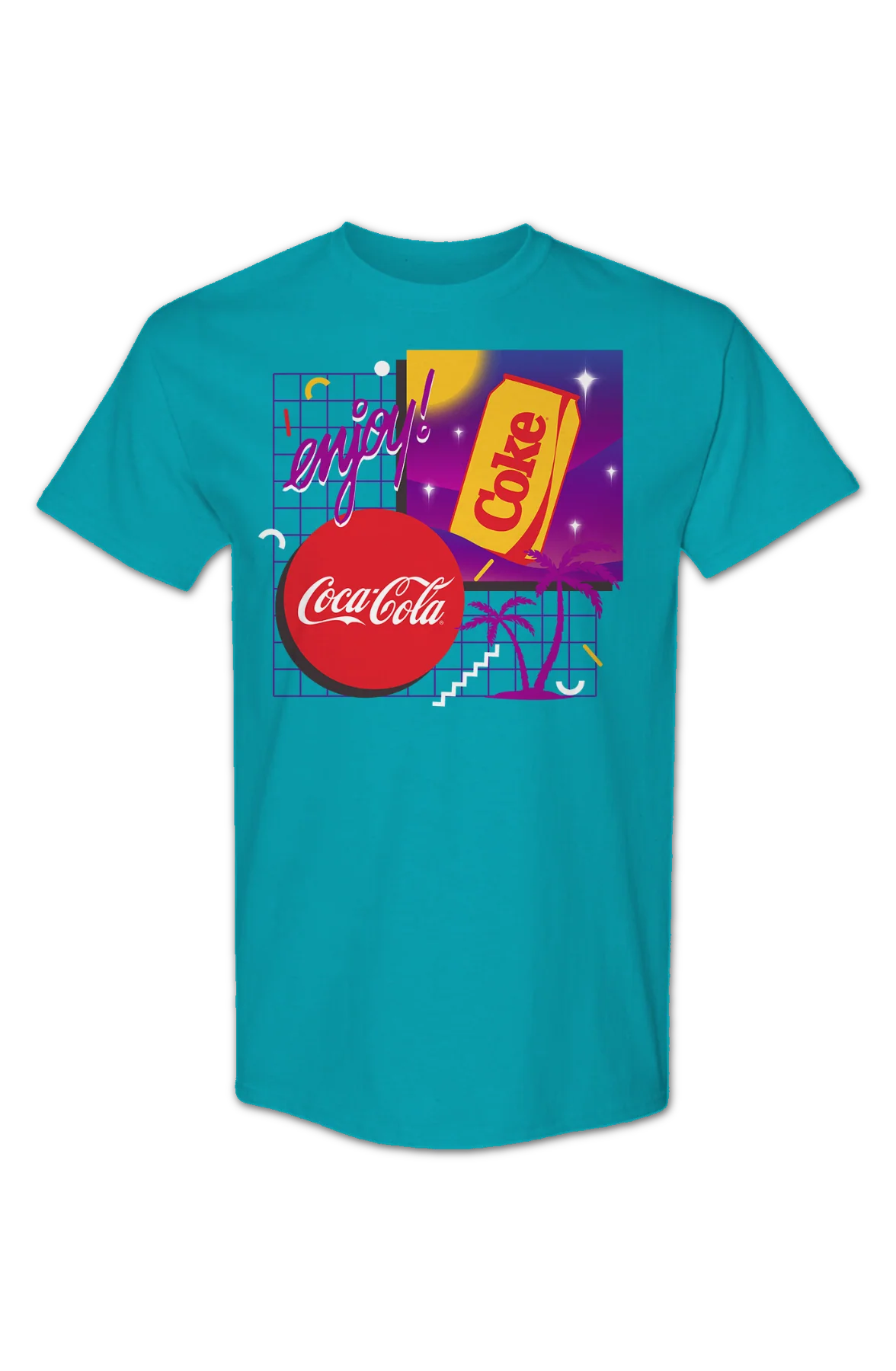 Retro Gridlines Enjoy Coca-Cola T-Shirt - Image 2