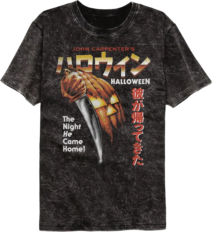 Retro Japanese Poster Halloween Mineral Wash T-Shirt