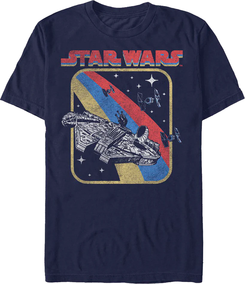 Retro Millennium Falcon Chase Star Wars T-Shirt