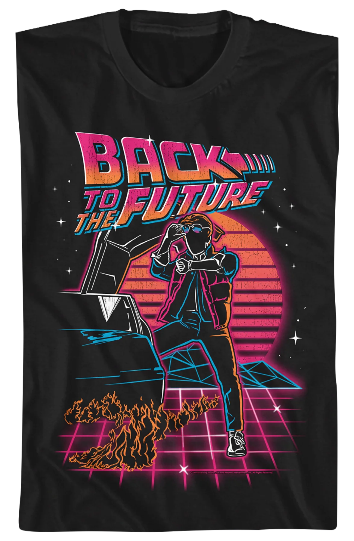 Retro Neon Back To The Future T-Shirt - Image 2
