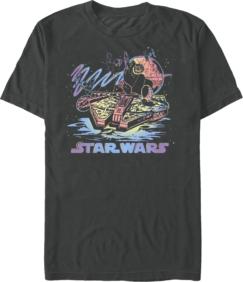 Retro Neon Millennium Falcon Star Wars T-Shirt