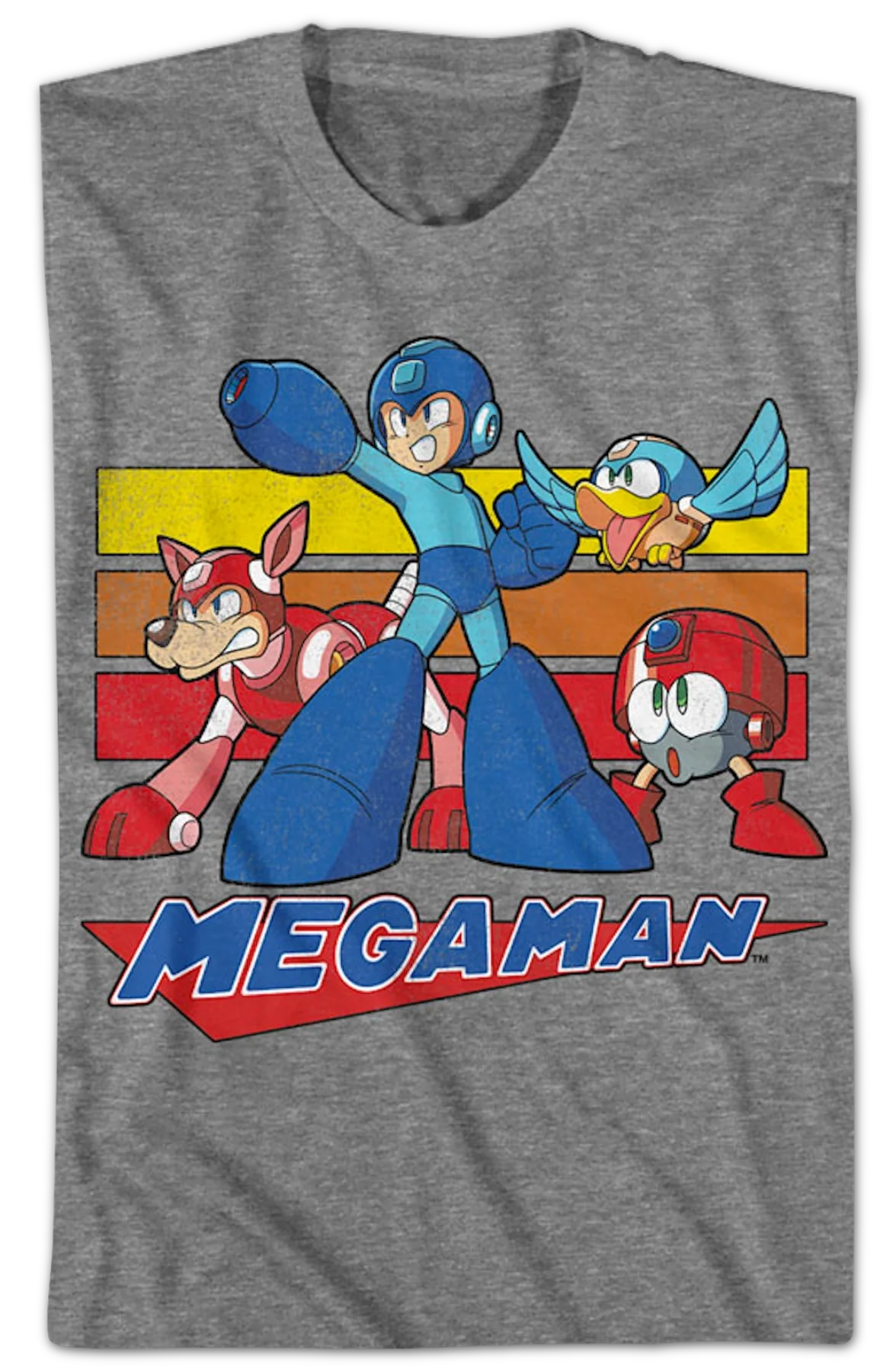 Retro Stripes Collage Mega Man T-Shirt - Image 2