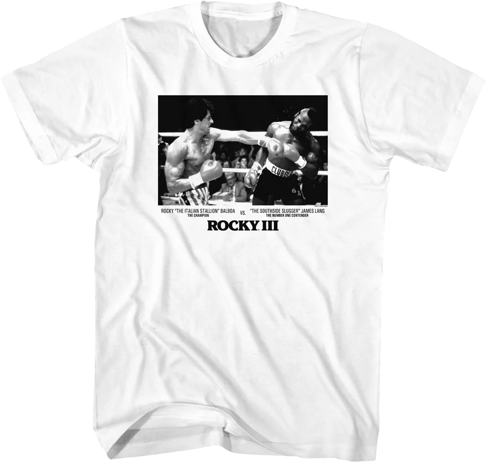 Rocky Balboa vs. Clubber Lang Black And White Photo Rocky III T-Shirt