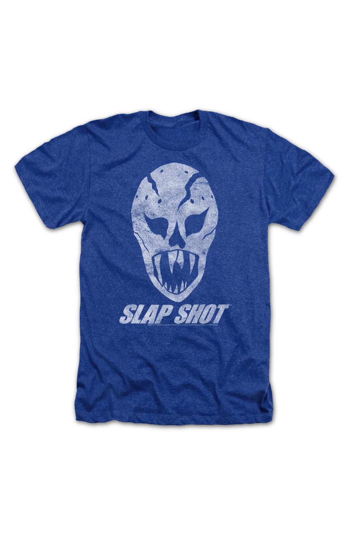 Royal Heather Goalie Mask Slap Shot T-Shirt - Image 2