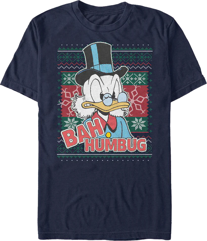 Scrooge McDuck Bah Humbug Faux Ugly Christmas Sweater Disney T-Shirt