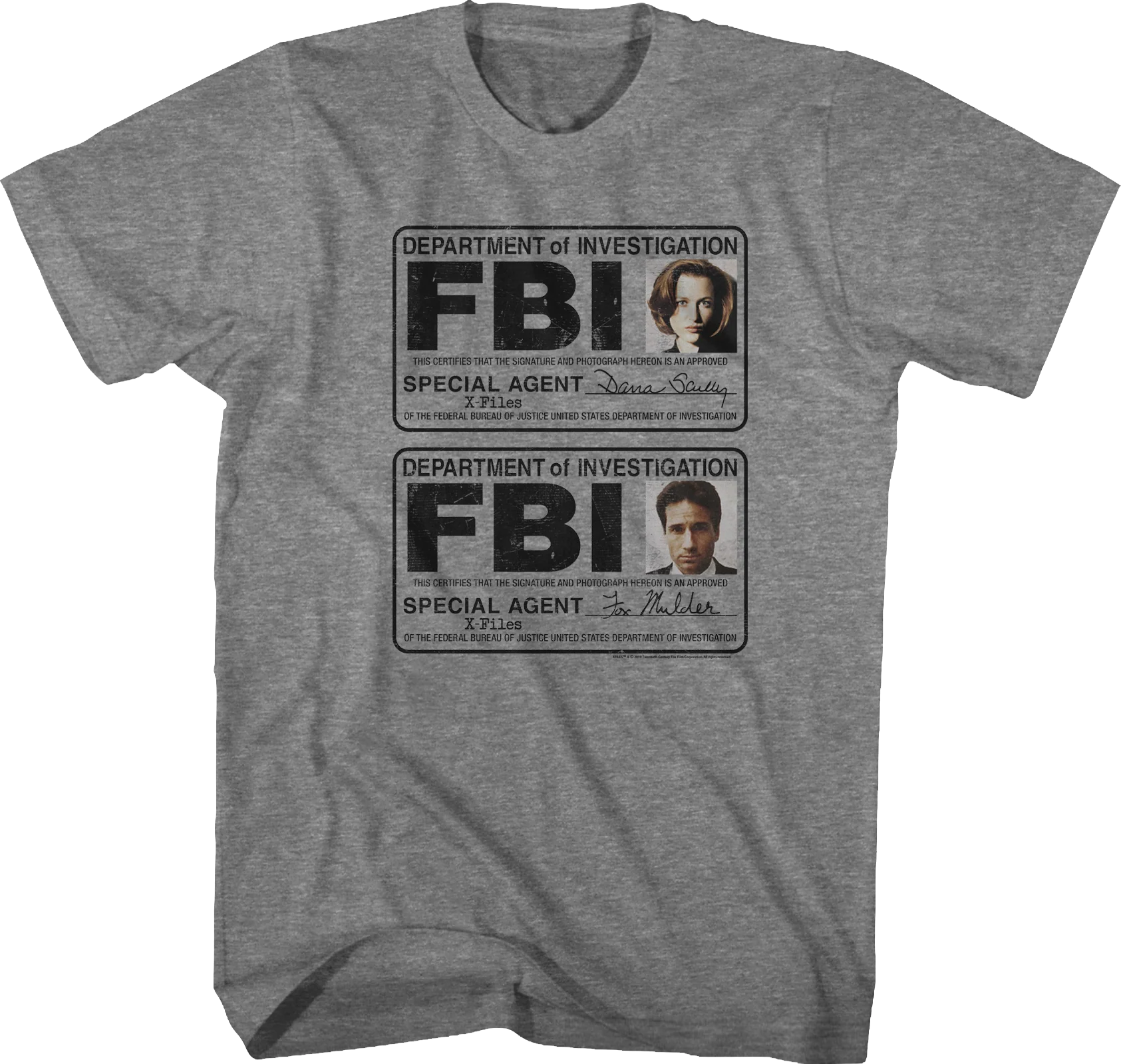 Scully and Mulder Badges X-Files T-Shirt
