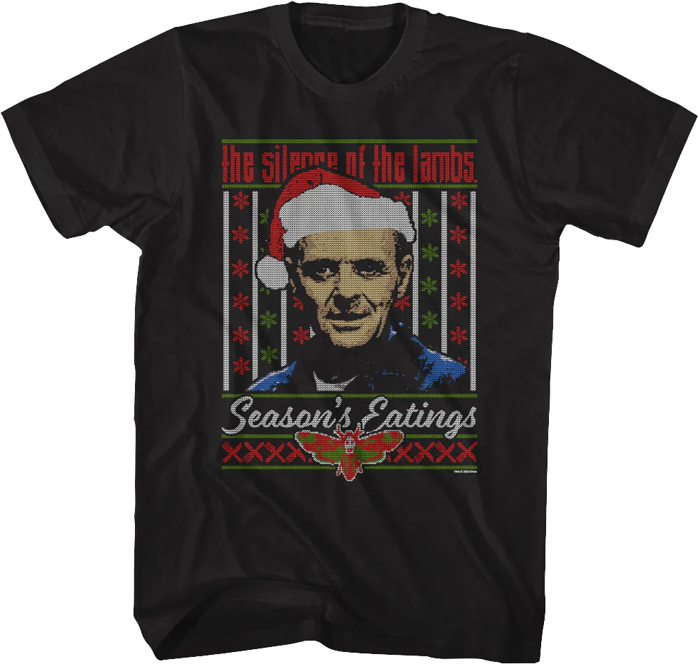 Season's Eatings Faux Ugly Xmas Sweater Silence of the Lambs T-Shirt