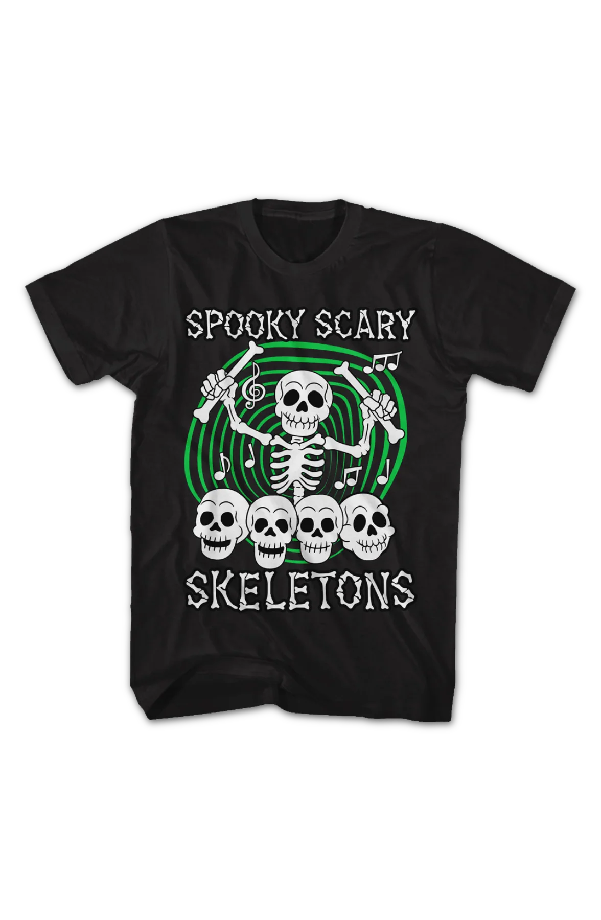 Skull Drummer Spooky Scary Skeletons T-Shirt - Image 2