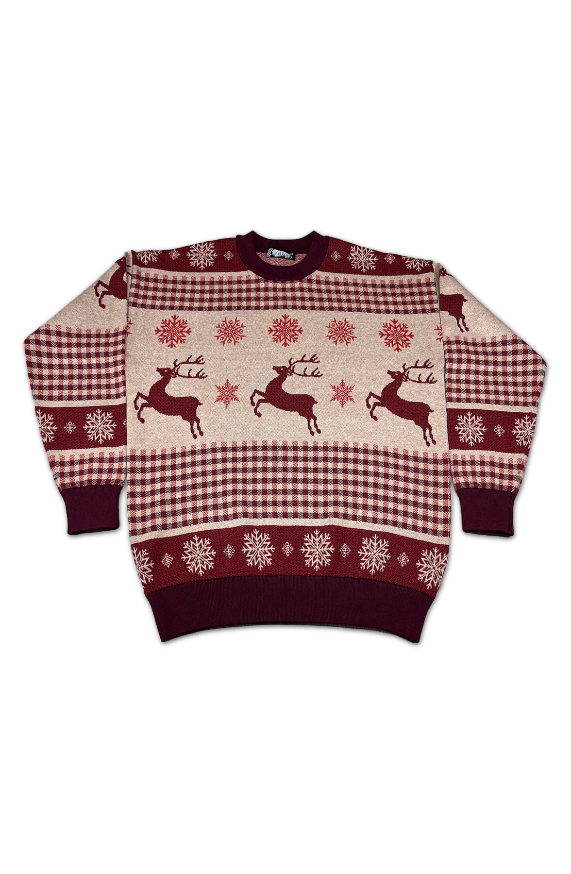 Snowflakes & Reindeer Knitted Christmas Sweater - Image 2