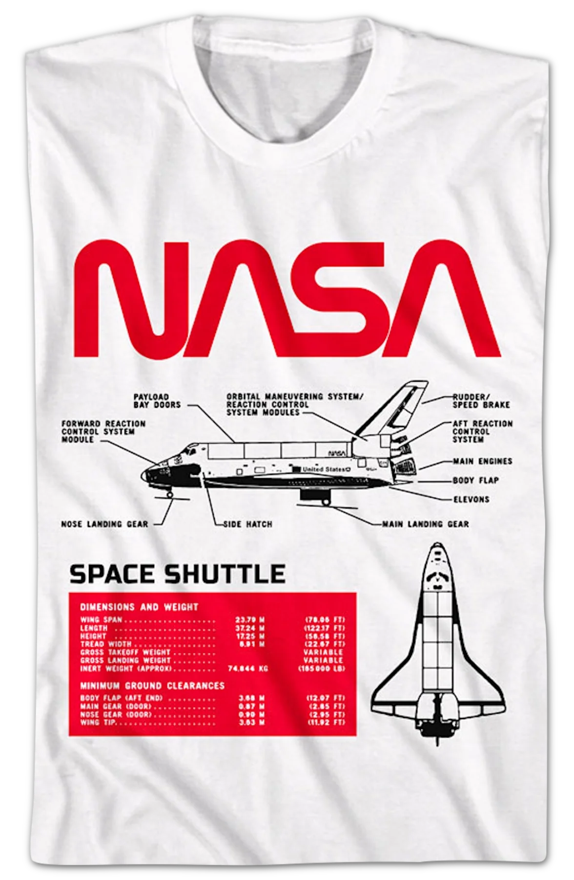 Space Shuttle Specifications NASA T-Shirt - Image 2