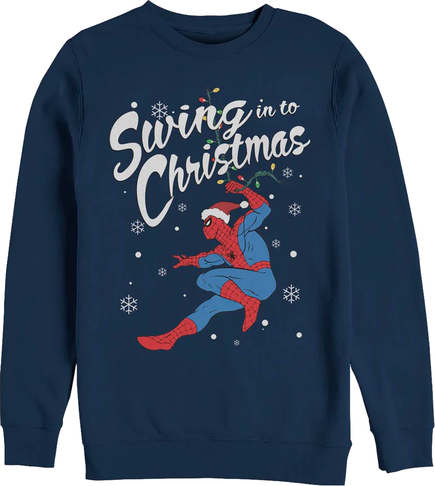Spider-Man Swing in to Christmas Marvel Comics Sweatshirt
