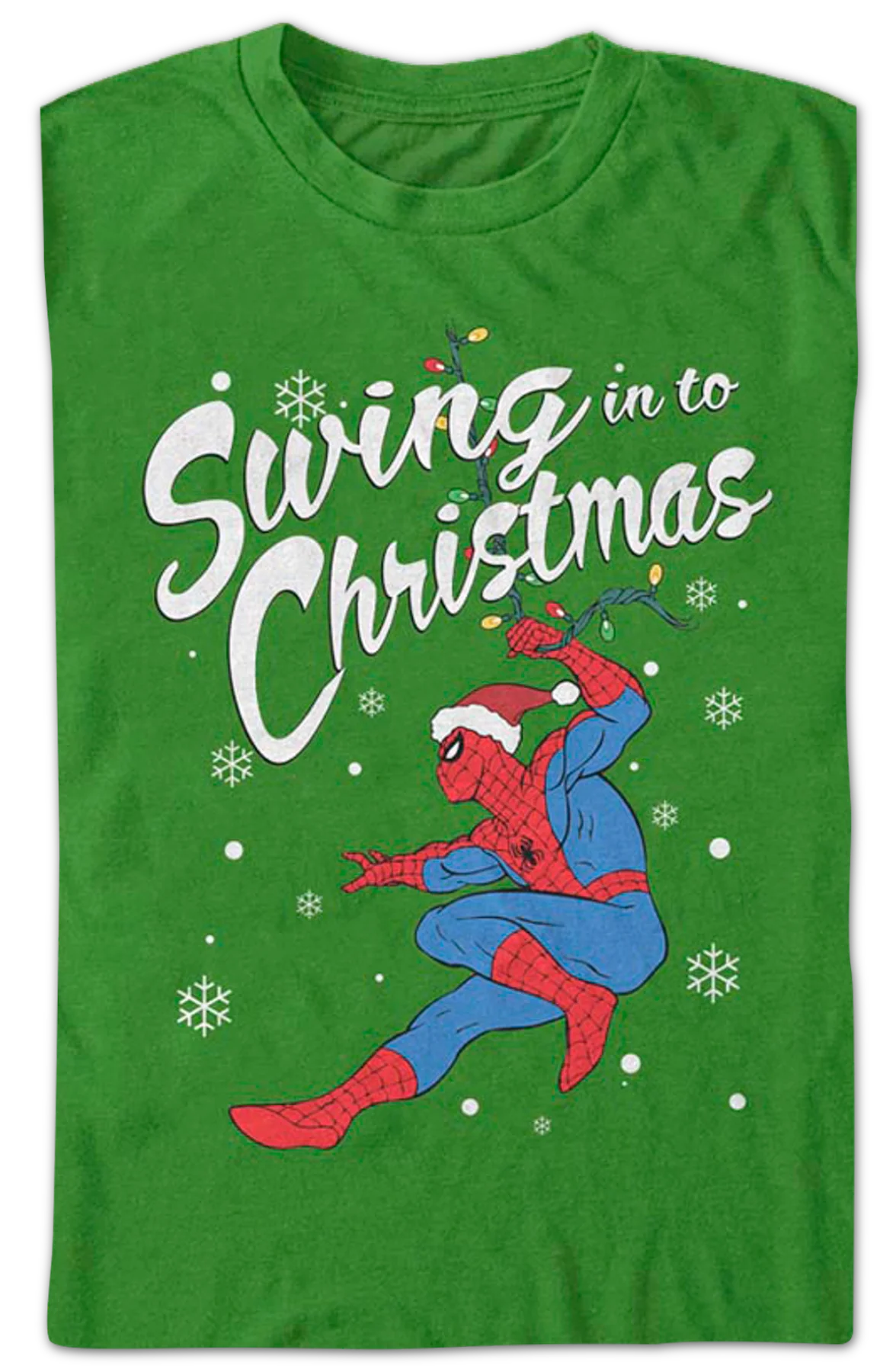 Spider-Man Swing in to Christmas Marvel Comics T-Shirt - Image 2