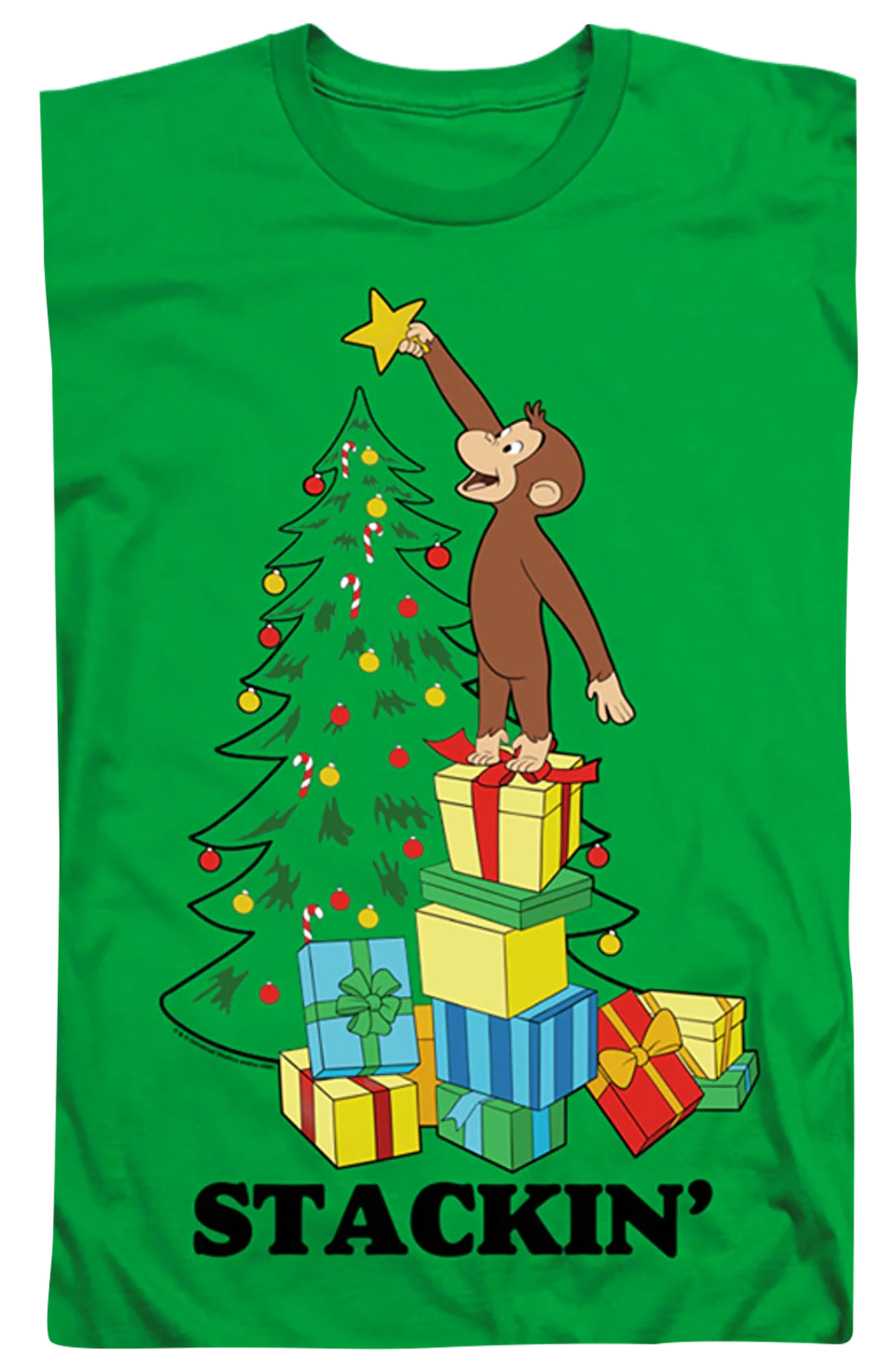Stackin' Curious George Christmas T-Shirt - Image 2