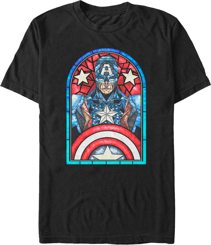 Stained Glass Captain America T-Shirt