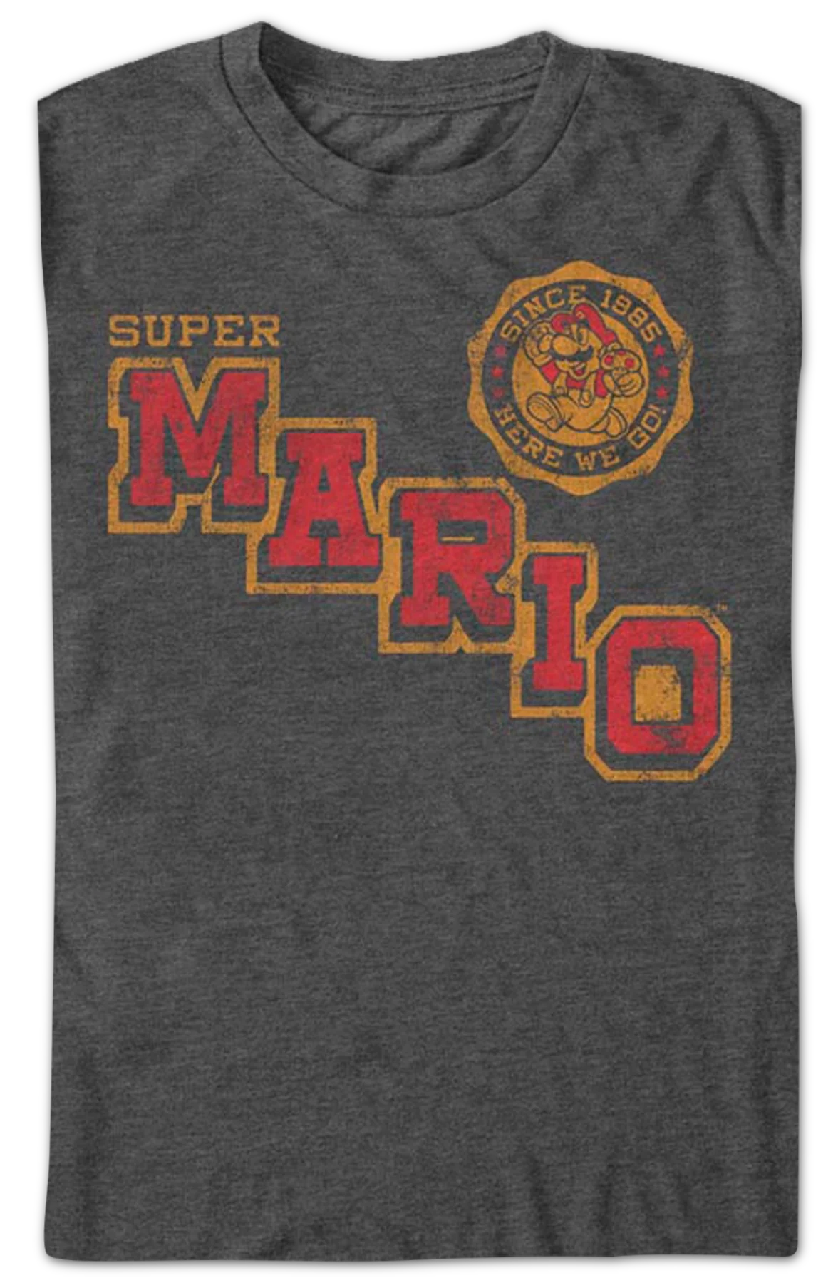 Super Mario Here We Go Badge Nintendo T-Shirt - Image 2