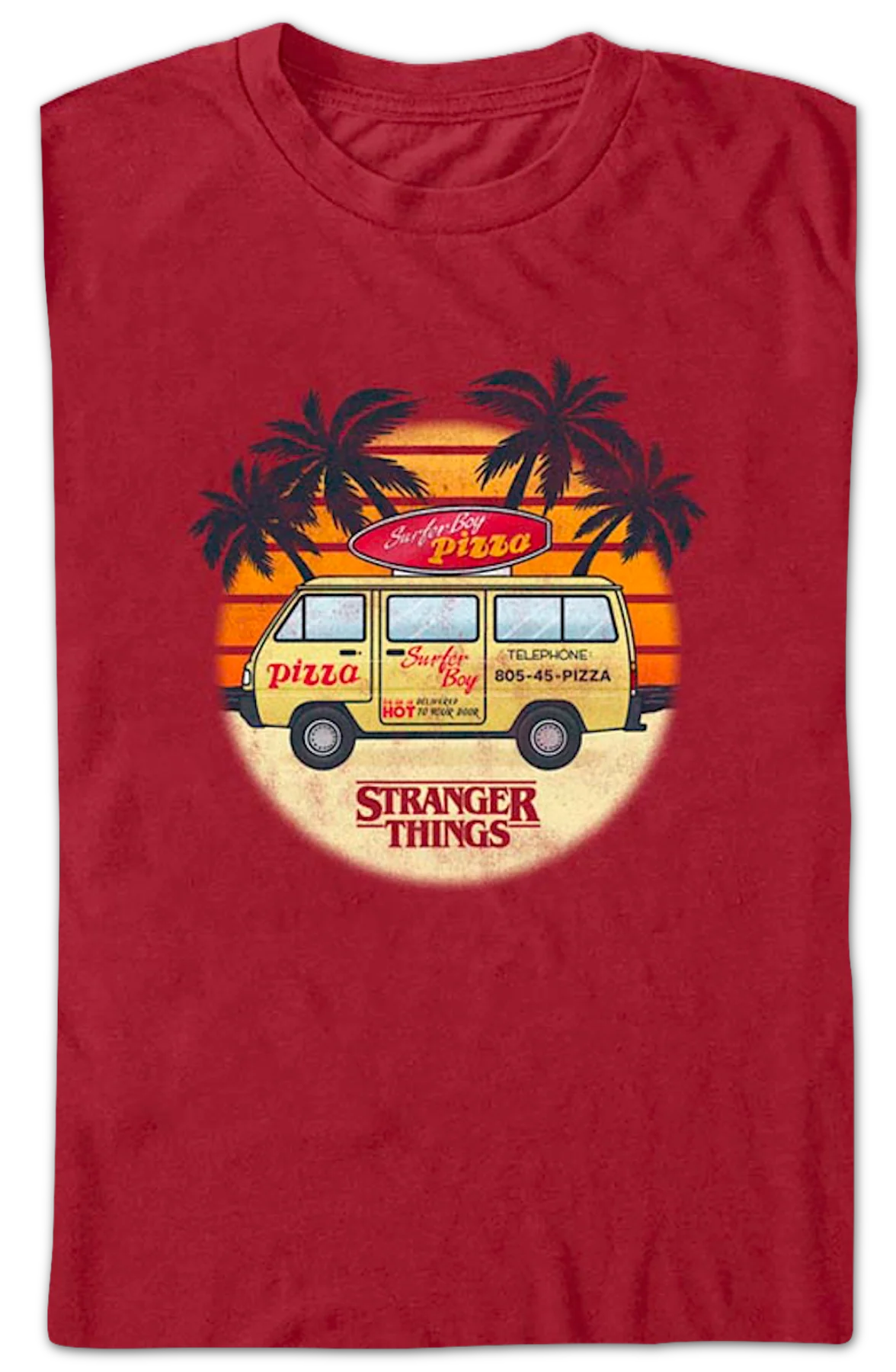 Surfer Boy Pizza Van Stranger Things T-Shirt - Image 2