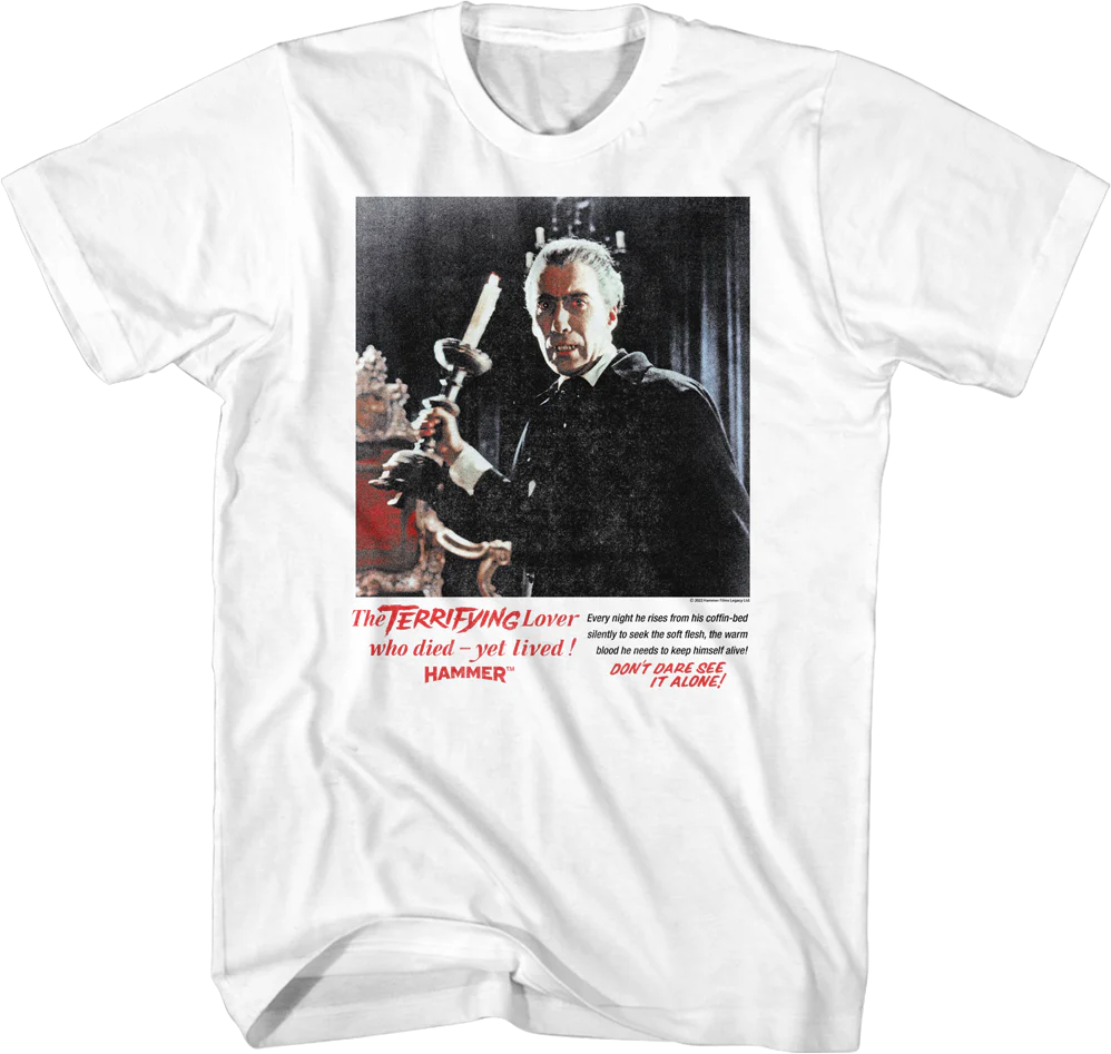 Terrifying Horror Of Dracula Hammer Films T-Shirt