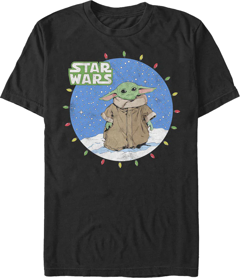 The Child Christmas Lights Circle The Mandalorian Star Wars T-Shirt