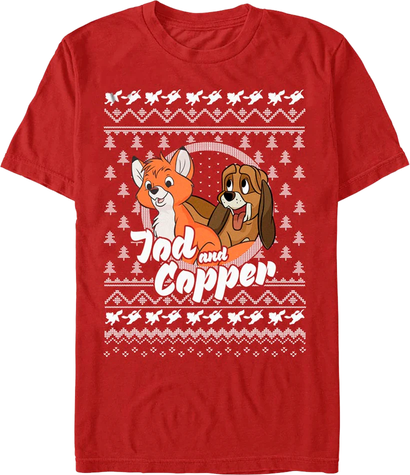 The Fox and the Hound Faux Ugly Christmas Sweater Disney T-Shirt