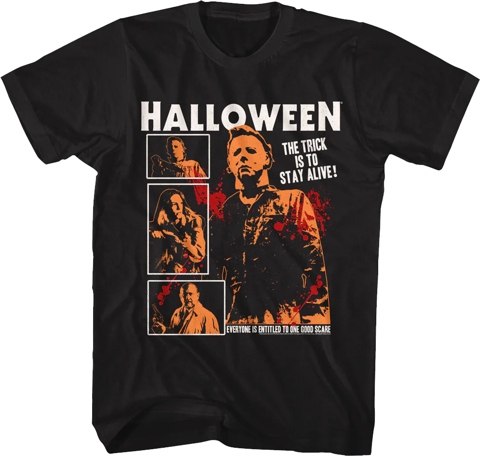 The Trick Is To Stay Alive Collage Halloween T-Shirt