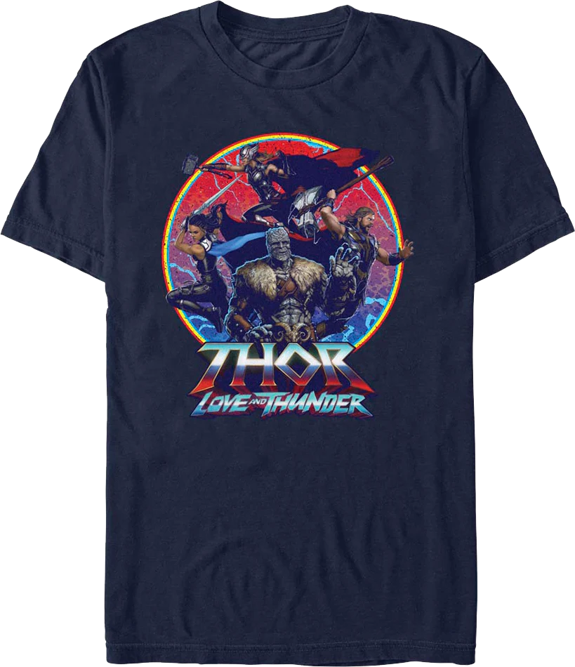 Thor Love And Thunder Retro Circle Marvel Comics T-Shirt