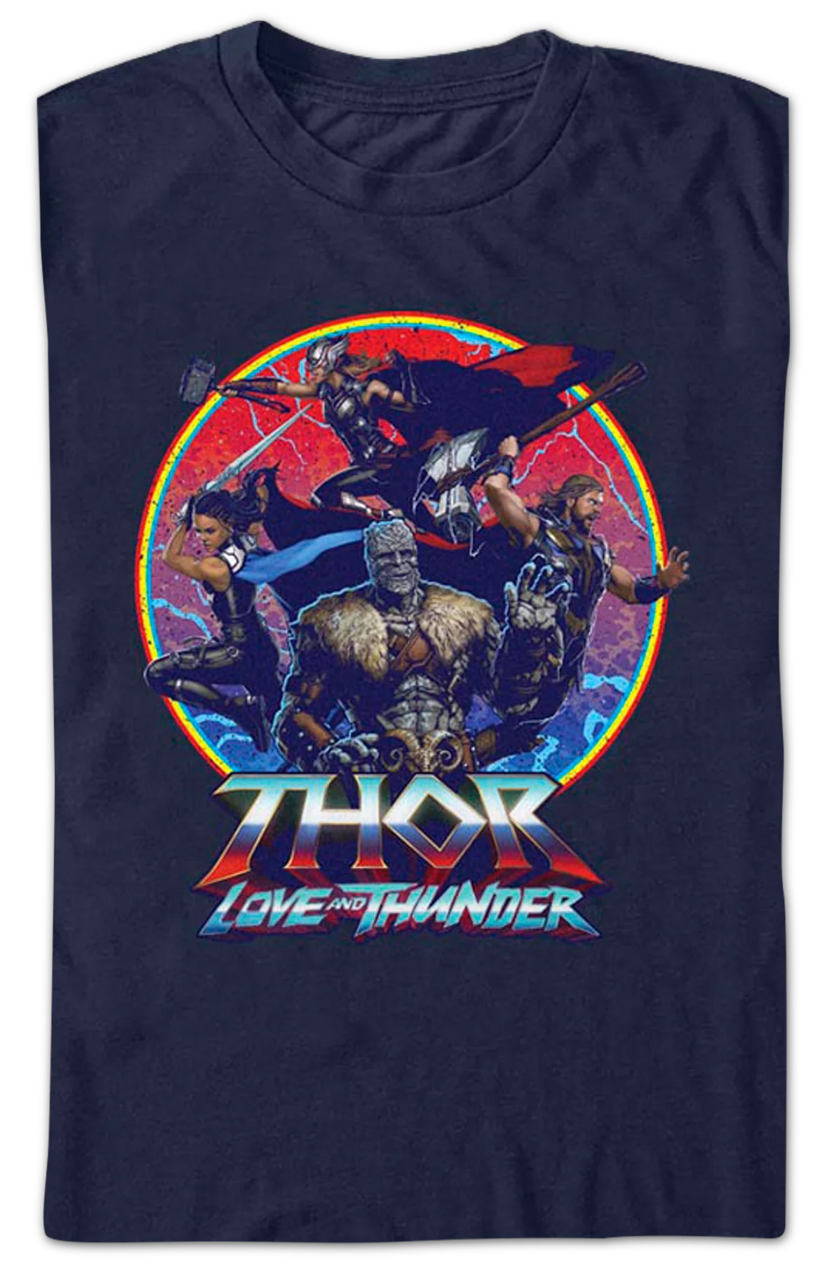 Thor Love And Thunder Retro Circle Marvel Comics T-Shirt - Image 2