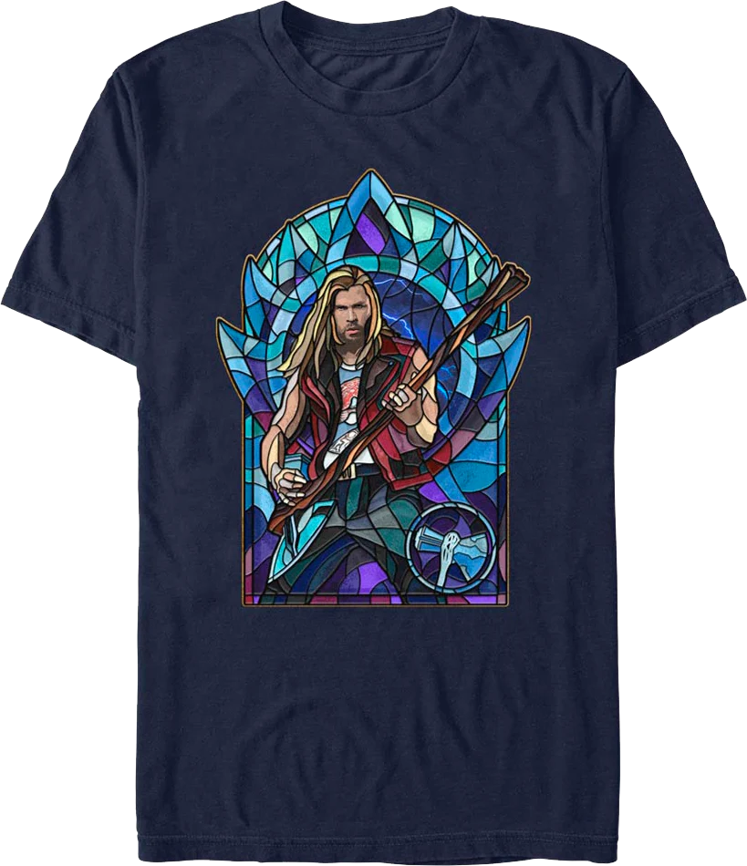 Thor Love And Thunder Stained Glass Window Marvel Comics T-Shirt