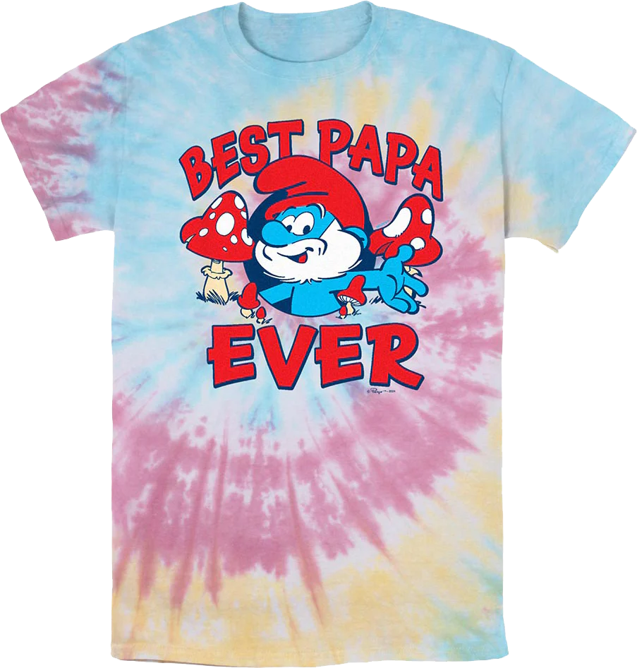 Tie Dye Best Papa Ever Smurfs T-Shirt