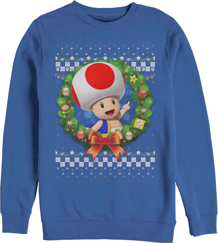 Toad Christmas Wreath Super Mario Bros. Sweatshirt