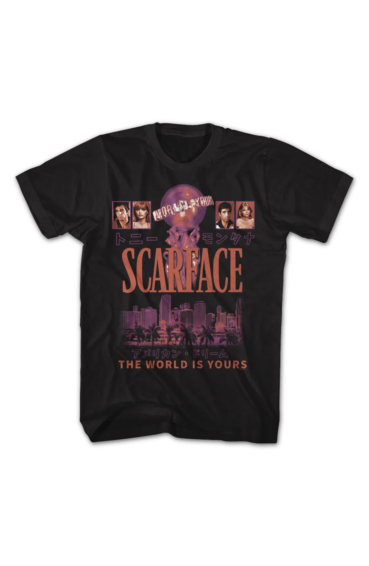 Tony Montana & Elvira Hancock The World Is Yours Scarface T-Shirt - Image 2
