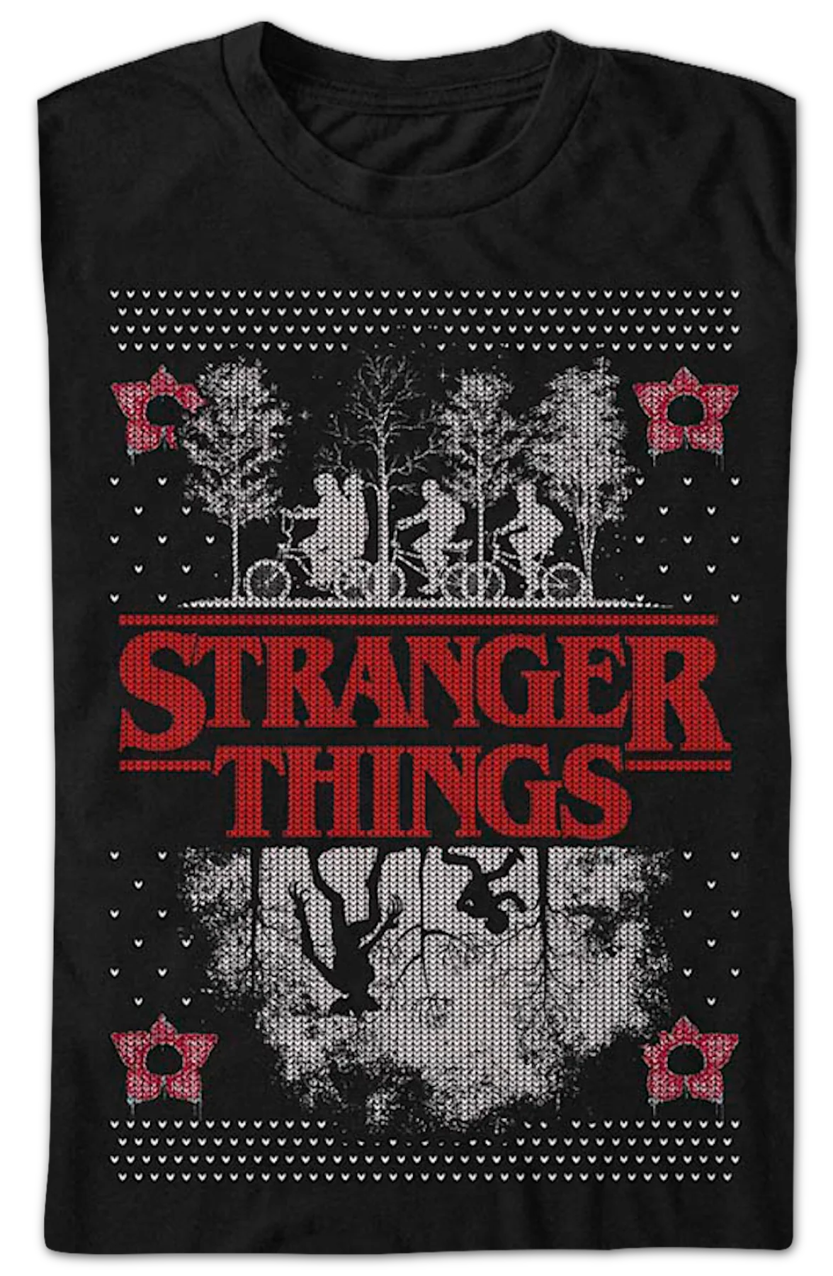 Upside Down Faux Ugly Christmas Sweater Stranger Things T-Shirt - Image 2