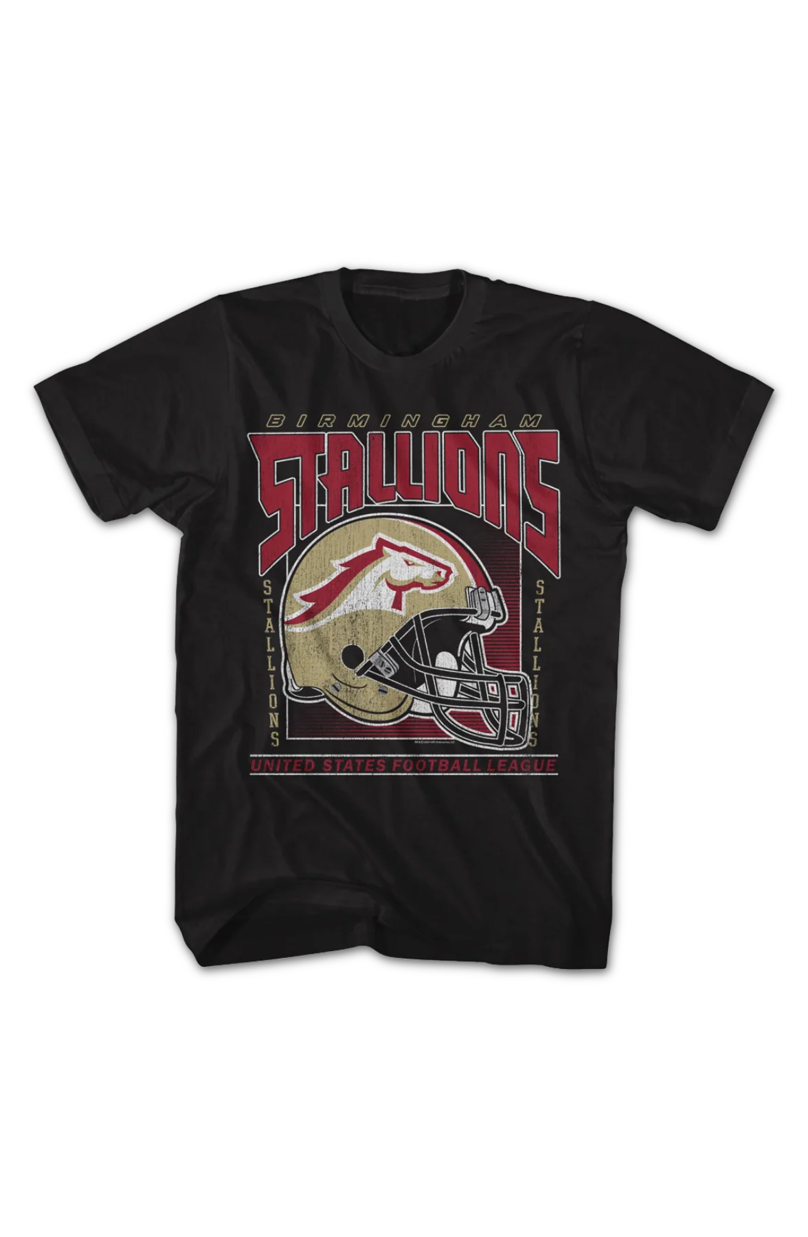 Vintage Birmingham Stallions Helmet USFL T-Shirt - Image 2