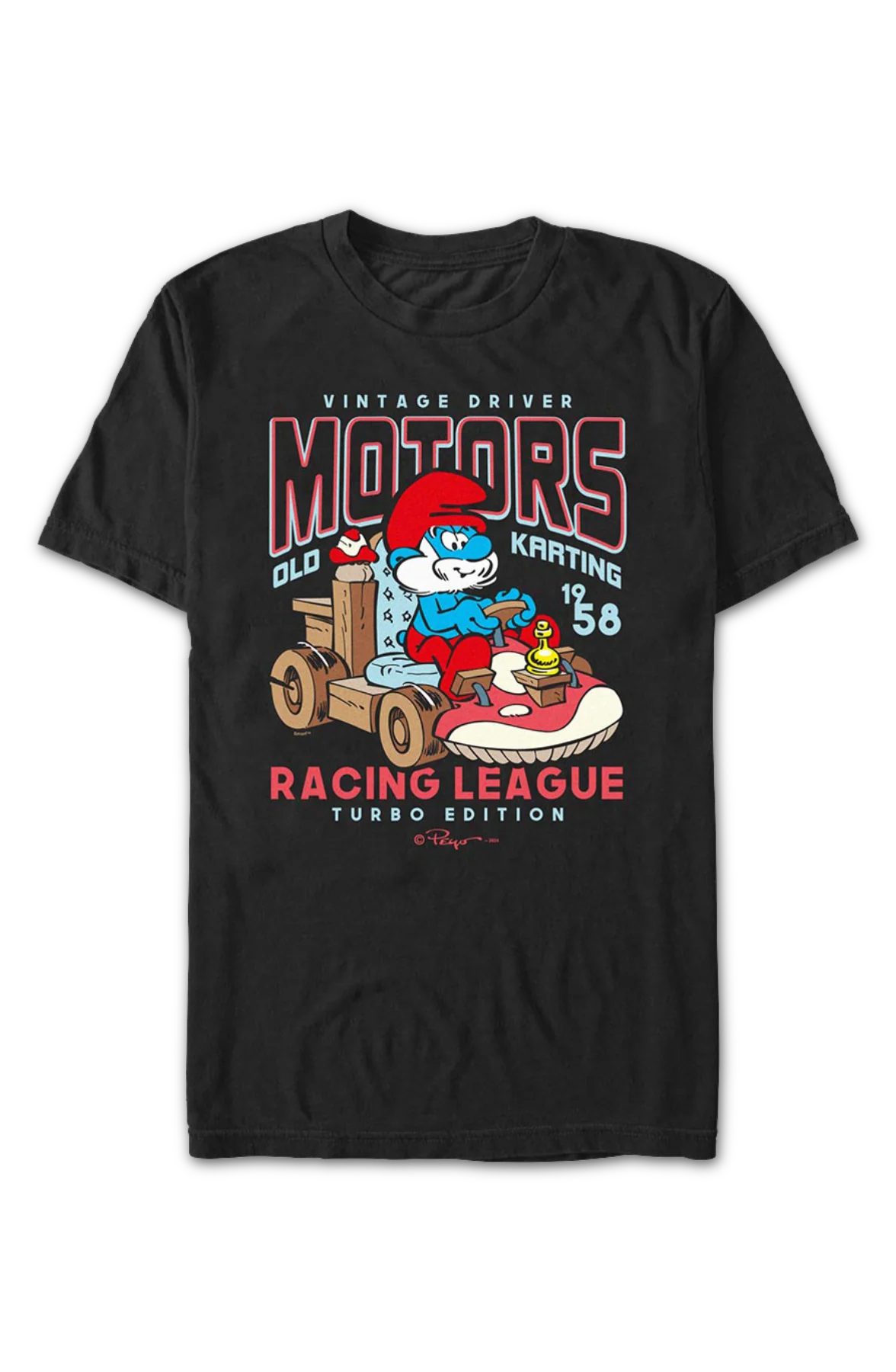 Vintage Driver Racing Smurfs T-Shirt - Image 2