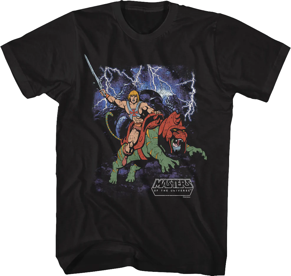 Vintage He-Man & Battle Cat Poster Masters of the Universe T-Shirt