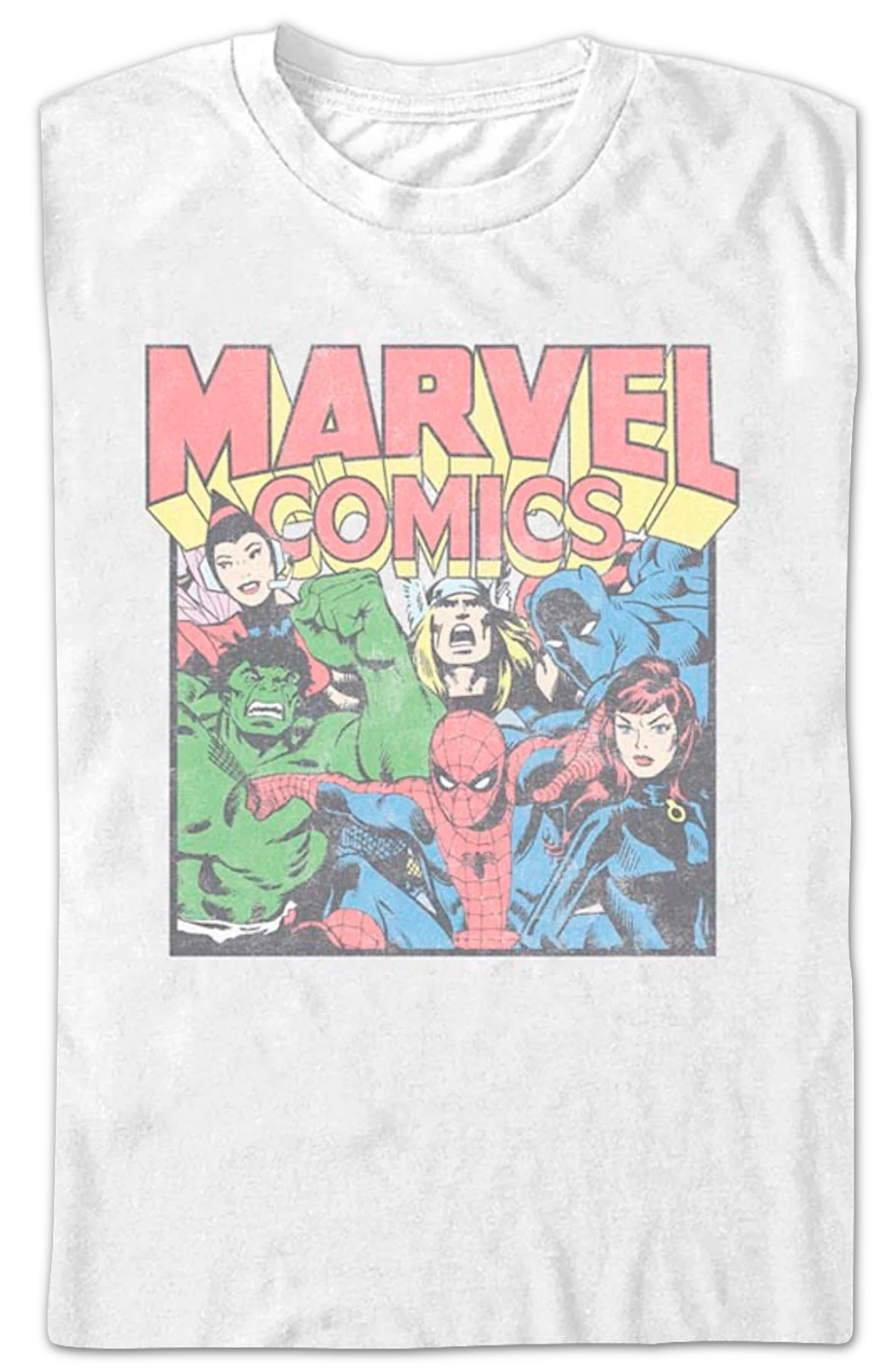Vintage Heroes Collage Marvel Comics T-Shirt - Image 2