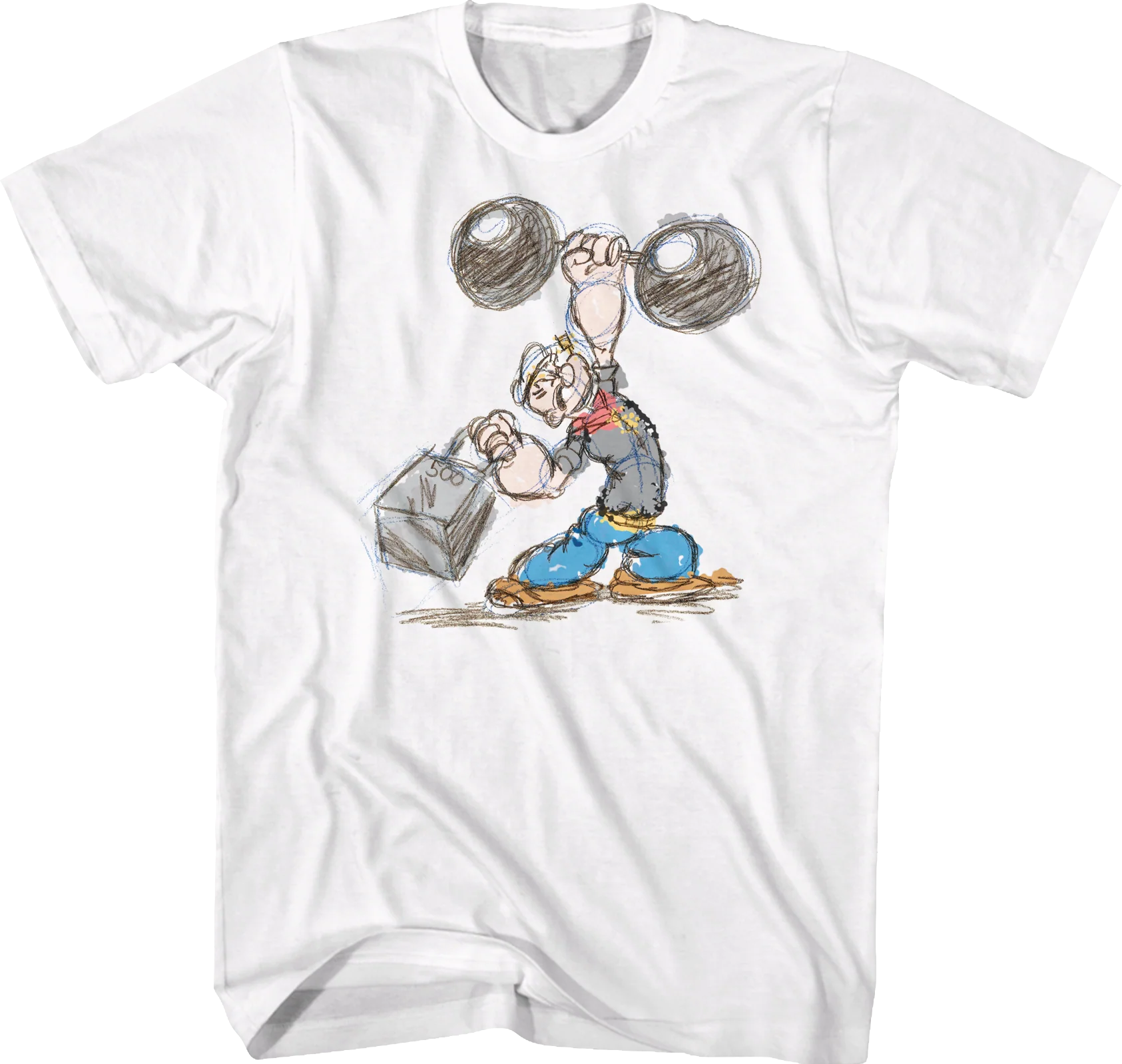 Weightlifting Sketch Popeye T-Shirt