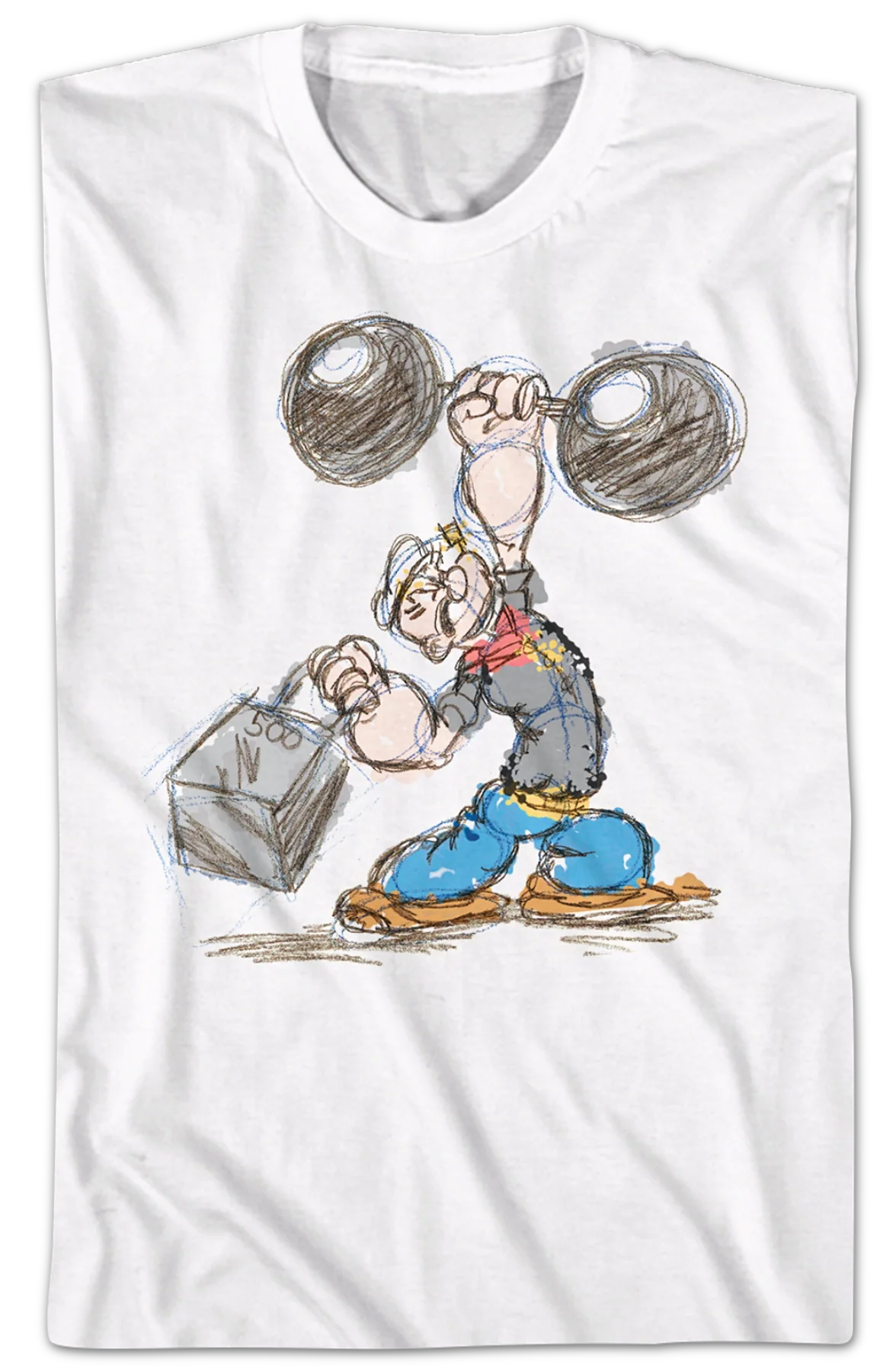 Weightlifting Sketch Popeye T-Shirt - Image 2