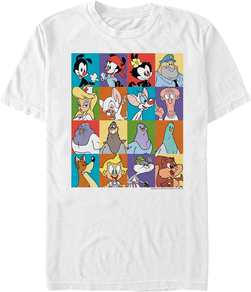 White Classic Character Blocks Animaniacs T-Shirt